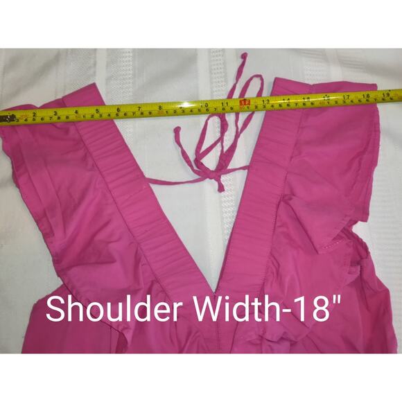 Bright Pink Peasant Maxi Dress 2pc L Tiered Boho Whimsigoth Ruffles Cropped - Picture 14 of 16